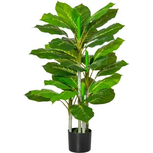 HOMCOM Künstlicher Baum 95 cm Kunstpflanze mit 33 Blättern, Topf, küns... günstig