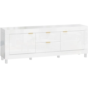HOMCOM TV-Schrank TV Lowboard für Fernseher bis zu 75 Zoll 180 x 40 x 66 cm Hochglanz Fernsehtisch mit 2 Soft-Close-Türen, Kabelmanagement und2 Schubladen für Wohnzimmer Schlafzimmer Hochglanz Weiß Aosom günstig