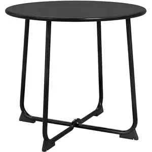 Outsunny Beistelltisch Balkontisch aus Metall Rund Kaffeetisch wetterfest Gartentisch pflegeleicht Outdoor Tisch Sofatisch für Garten Balkon Veranda Terrasse Wohnzimmer, 50x50x45,5 cm Grau Aosom günstig
