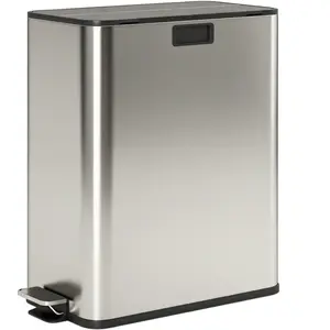 HOMCOM Küchenmülleimer 2 x 28L Edelstahl-Tretmülleimer mit Soft-Close-Schmetterlingsdeckel, herausnehmbaren Inneneimern, Fingerabdruckresistent, für Recycling und Müll, Silberton Aosom günstig