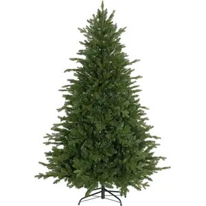 HOMCOM Weihnachtsbaum Künstlich 180 cm Christbaum mit 1821 Flammhemmenden Spitzen, Faltbarer Metallständer, für Innen, Deko, Grün   Aosom