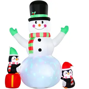 Outsunny Aufblasbar Schneemann 243cm Weihnachtsdekoration mit LED-Beleuchtung, Musik Gartendeko, Weihnachtsbeleuchtung für Innen- und Außenbereich, Garten, Feiertage und Partys   Aosom