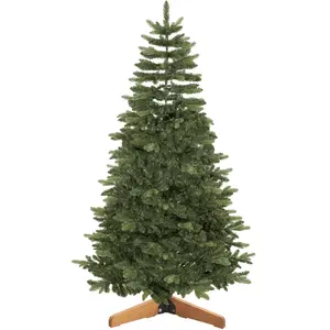 HOMCOM Weihnachtsbaum künstlich 180 cm Edeltannenbaum Naturgetreu Christbaum mit Klappästen, 961 Flammhemmenden Spitzen, Faltbarer Holzständer, Grün   Aosom