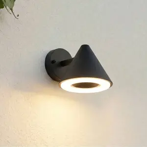 Lindby LED-Außenwandleuchte Soran, schwarz, Metall, IP44