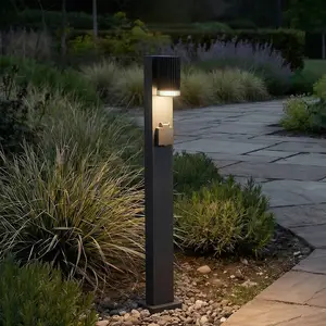 Lindby Wegeleuchte Enerio, schwarz, Steckdose, 80 cm, GU10