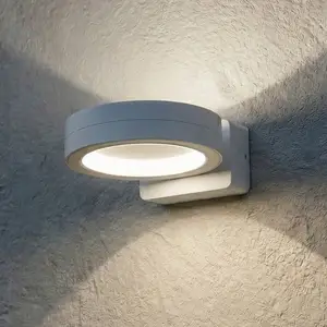 Lindby LED-Außenwandleuchte Selviro, weiß, Ø 20 cm, IP65