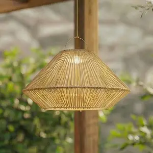 Lindby LED-Solarhängelampe Austas, beige, Ø 50 cm, USB, IP54