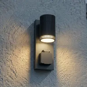 Lindby Außenwandlampe Enerio, schwarz, Steckdose, GU10, IP44