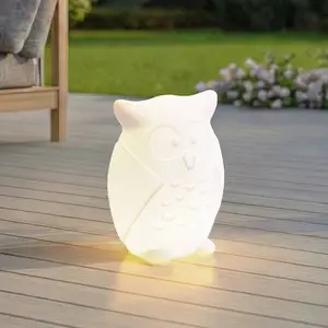 Lindby LED-Akkuleuchte Errol, Eule, weiß, RGBW, IP54