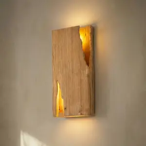 Lucande Wandleuchte Tarry, Holz, Breite 45 cm, 2 x E14 günstig