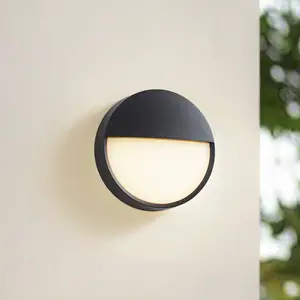 Arcchio LED-Außenwandlampe Gravo, Ø 25 cm, schwarz, IP65