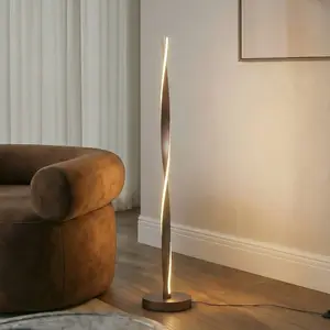 Lindby LED-Stehleuchte Jaren, schwarz/braun, 114 cm, CCT günstig