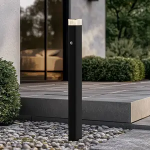 Lindby Wegeleuchte Halvar, 80cm, schwarz, IP65, GU10, Sensor