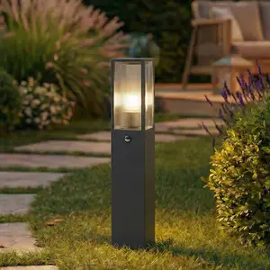 Lindby Wegeleuchte Peldar, anthrazit/geriffelt, 80cm, Sensor
