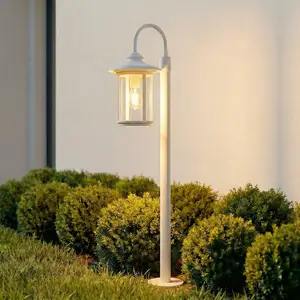 Lindby Wegeleuchte Zayn, weiß, Glas, Höhe 109 cm, IP65