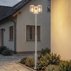 Lucande Außenleuchte Siveta, Höhe 240 cm, 3-flg., hellgrau