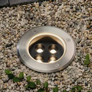 Arcchio LED-Bodeneinbauspot Thentos, Ø 12 cm 40° nickel IP67