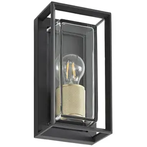 Arcchio Außenwandleuchte Ismera, anthrazit/messing E27, IP65
