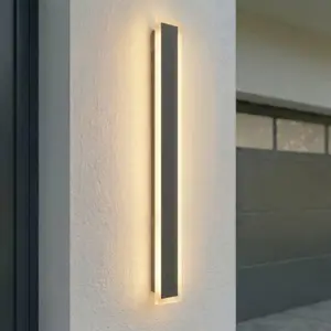 Lucande LED-Außenwandlampe Ilora, schwarz, 100 cm, CCT, IP65