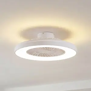 blanc Lindby LED-Deckenventilator Teleo, Ø 58 cm, weiß, DC, Tuya günstig