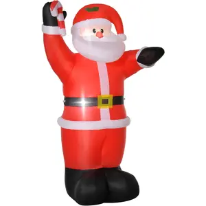 HOMCOM Aufblasbar Weihnachtsdeko, 2,4 m Weihnachtsmann mit LED-Beleuch...