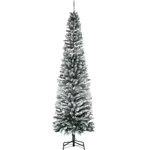 HOMCOM Künstlicher Weihnachtsbaum 225 cm Bleistift Kiefernbaum mit Sch...