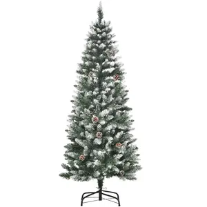 HOMCOM Künstlicher Weihnachtsbaum, 150 cm Christbaum mit Kunstschnee 4...