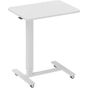HOMCOM Höhenverstellbar Steh-Sitz C-förmig Schreibtisch Platzsparend Laptoptisch Stehpult Beistelltisch mit Rollen für Arbeitszimmer Wohnzimmer Weiß Belastbar bis 70 kg 65 x 48 x 70-110 cm Aosom günstig