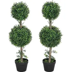 HOMCOM Künstlicher Buchsbaum 2er-Set groß 91,6 cm künstliche Pflanzen ... günstig