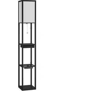 HOMCOM Stehlampe, Stehleuchte mit 3 Fächern, E27 Sockel, Standlampe mit Stoff-Lampenschirm, USB-A, USB-C Anschlüssen für Wohnzimmer, Weiß+Schwarz, exkl. Glühbirne Aosom günstig