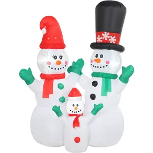 Outsunny Aufblasbar Schneemann Familie, 1,8 m Weihnachtsdeko mit LED-B...