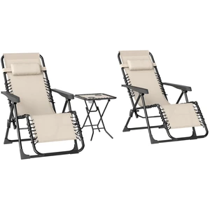 Outsunny Gartenliege Set 3-TLG. Klappbar Sonnenliege mit Teetisch 2 St... günstig