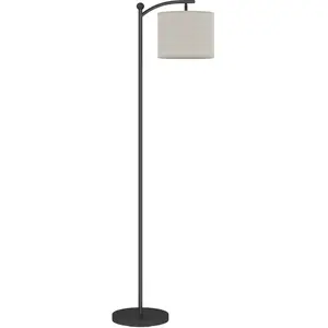 HOMCOM LED Stehlampe Stufenlos Dimmbar Stehleuchte mit Lampenschirm aus Stoff, Fußschalter, Standleuchte mit 11 einstellbaren Helligkeitsstufen, Timer für Wohnzimmer Schwarz Aosom günstig