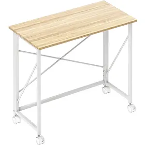 HOMCOM Schreibtisch Klappbar Kleiner 80 cm Klappschreibtisch mit Rollen Platzsparend Computertisch für Home Office, Natur Aosom günstig