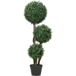 HOMCOM Künstliche Buchsbaumkugel groß 100cm dreikugelig Kunstpflanze, ... günstig