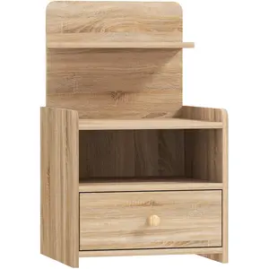 HOMCOM Nachttisch mit Schublade, Beistelltisch, Nachtschrank mit offenen Ablage, Fach, Nachtkommode für Schlafzimmer, Wohnzimmer, 40 x 35 x 66 cm, Naturholz Aosom günstig