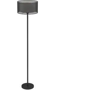 HOMCOM Stehlampe, Stehleuchte mit E27 Fassung, zweifarbigem Lampenschirm aus Stoff, Standlampe mit Fußschalter Standleuchte für Wohnzimmer, Schlafzimmer, exkl. Leuchtmittel, Schwarz Aosom günstig