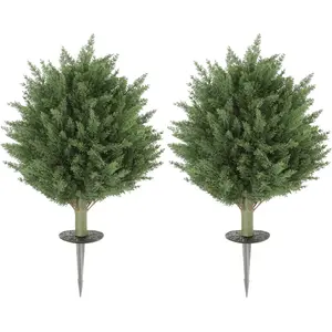 HOMCOM 2er-Set Künstliche Pflanzen 40 cm, UV-beständige Kunstpflanze Zypresse mit 387 Blättern und Erdspieß für Wohnzimmer Schlafzimmer Büro Garten Aosom günstig