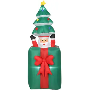 Outsunny 160-213 cm Aufblasbarer Weihnachtsdekoration Beweglicher Weih...