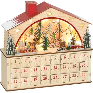HOMCOM Adventskalender zum Befüllen 24 Schubladen Fächer Weihnachtskal...
