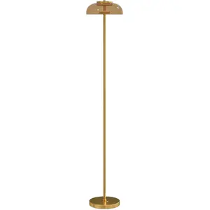 HOMCOM LED Stehlampe Wohnzimmer, Stehleuchte mit 3000 K warmem Licht Standleuchte mit Fußschalter für Wohnzimmer Schlafzimmer, exkl. Glühbirne, Messing Aosom günstig
