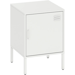 HOMCOM Nachttisch, Beistelltisch mit verstellbarer Ablage, Stahlrahmen, moderner Nachtschrank für Schlafzimmer, Wohnzimmer, Weiß, 40 x 40 x 56 cm Aosom günstig