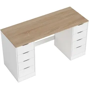 HOMCOM Schreibtisch mit 8 Schubladen Bürotisch 140 x 53 x 75 cm Modern... günstig