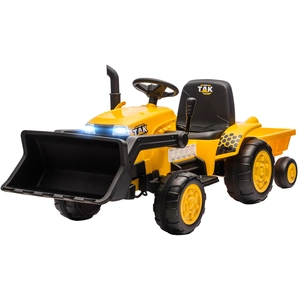 AIYAPLAY Kinder Elektro Bagger mit Anhänger, Schaufel, 12V Aufsitzbagg...