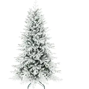HOMCOM Künstlicher Weihnachtsbaum, 180cm Christbaum mit Schnee, 1815 Zweigen, Kiefernbaum mit klappbarem Metallständer, Grün   Aosom