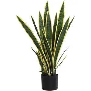 Outsunny Künstliche Schlangenpflanze groß 77 cm Kunstpflanze, künstliche Pflanzen im Topf, Fake Plant wie echt für Wohnzimmer Schlafzimmer Büro Garten Moderne Dekoration Geschenk Aosom günstig