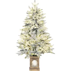 HOMCOM Weihnachtsbaum künstlich 120cm Christbaum mit Schnee, LED Leuch...