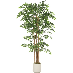 HOMCOM Künstlicher Banyanbaum 180 cm Kunstpflanze mit Massivholzstamm,... günstig