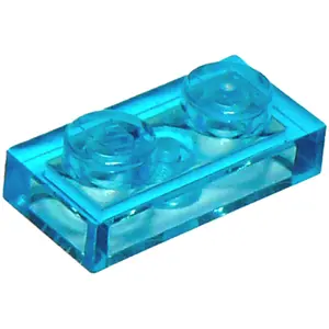 Lego® 10x 1x2 Platten 3023 - Plate Trans - Hellblau - Trans-Light Blue