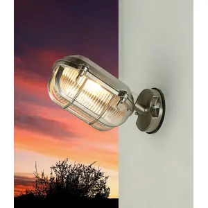 Außenleuchte Wand Nickel Glas Echt-Messing Außenlampe Wand